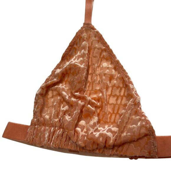 SKIMS Velvet Burnout Logo‎ Triangle Bralette Peach XL - Picture 3 of 8